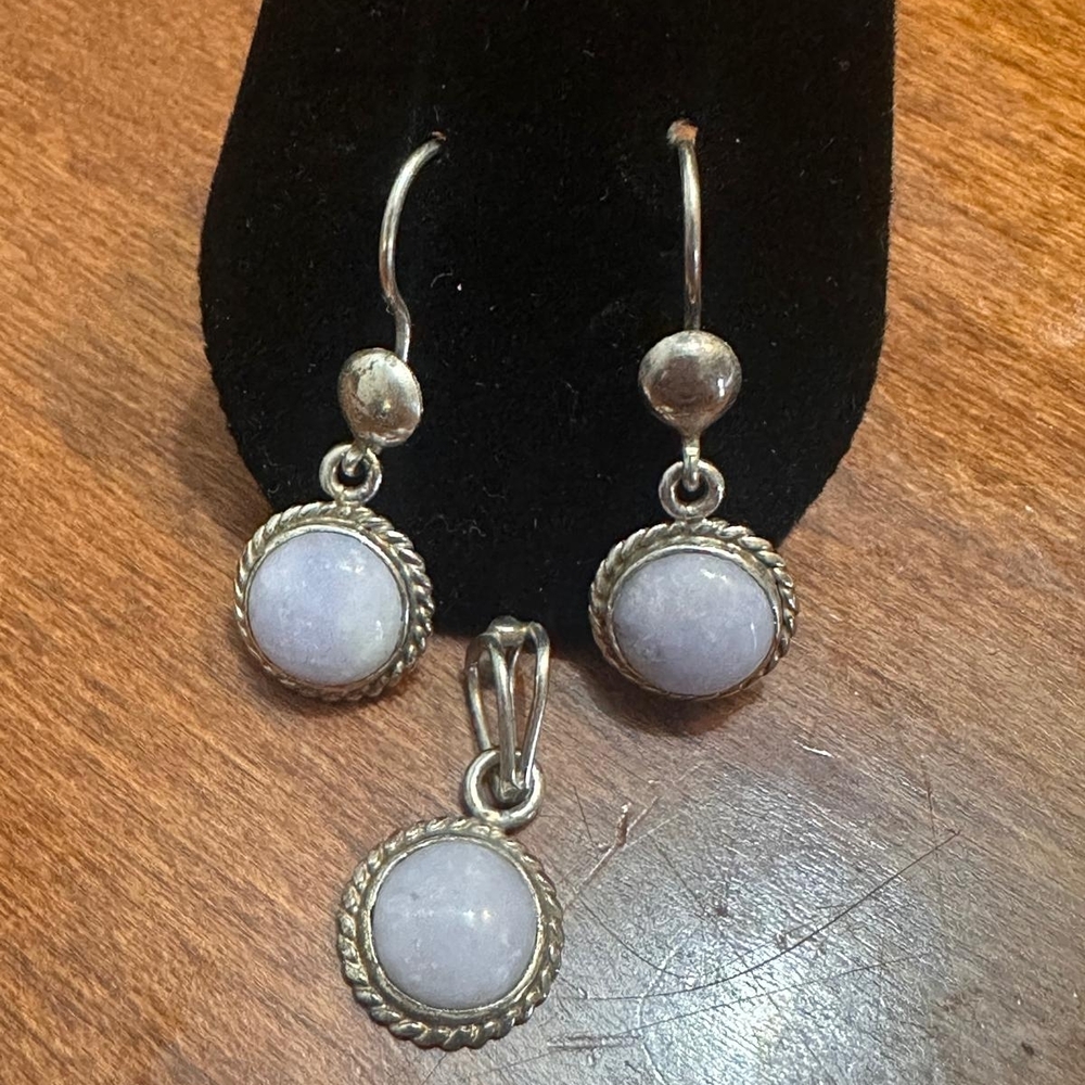 Silver and White Stone Drop Earrings